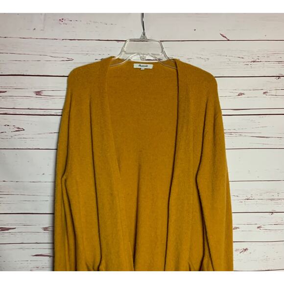 Madewell Women's M Medium Gold Mustard Alpaca Wool Open Pockets Sweater Cardigan - Picture 2 of 11